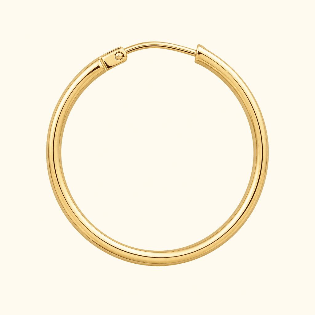 Trusted Quiet Metals earring reference: one unbranded gold hoop